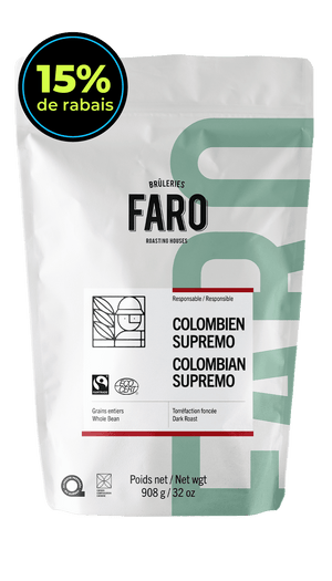COLOMBIEN SUPREMO ÉQUITABLE & BIOLOGIQUE (2LB) Café